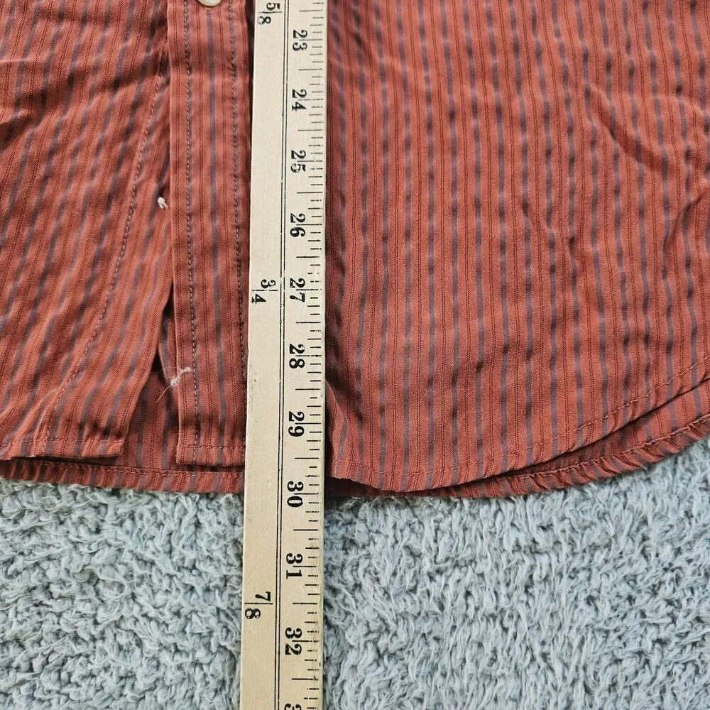 North Face Shirt Mens Large Burnt Orange Striped Long Sleeve Outdoor Hike Casual